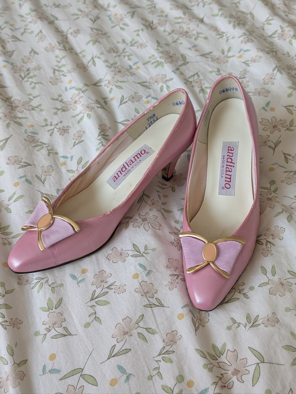 60s/70s Vintage Andiamo Pink Bow-Accent Women's Pumps